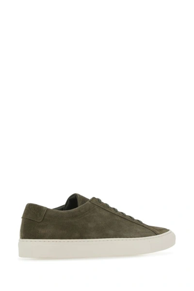 Shop Common Projects Man Olive Green Suede Achilles Sneakers