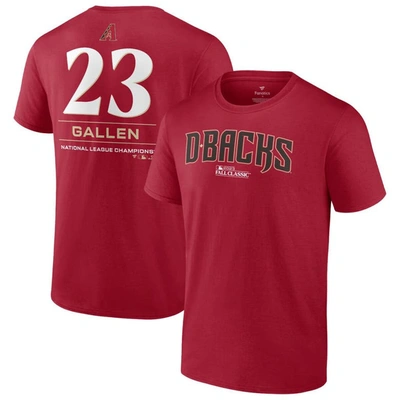 Shop Fanatics Branded Zac Gallen Red Arizona Diamondbacks 2023 World Series Name & Number T-shirt In Cardinal