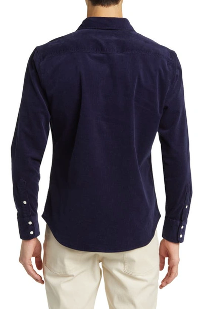 Shop Goodlife Stretch Corduroy Snap Front Shirt In Midnight