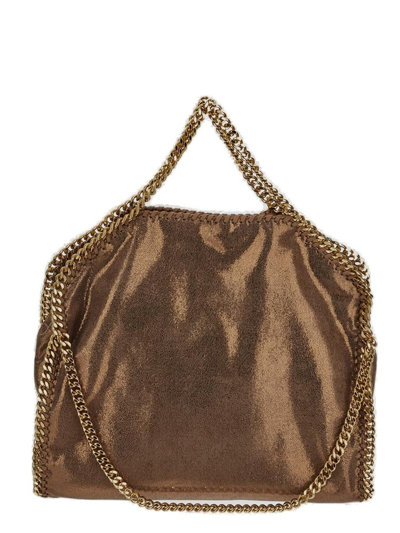 Shop Stella Mccartney Falabella Tiny Top Handle Bag In Brown