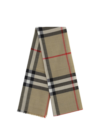 Shop Burberry Checked Frayed In Multi