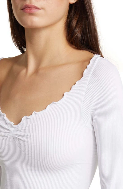 Shop Bdg Urban Outfitters Elsie Rib Long Sleeve Crop Top In White
