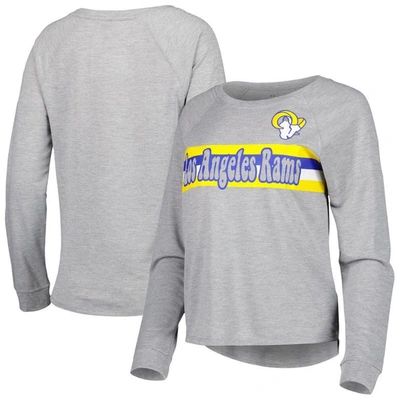Shop Outerstuff Juniors Heathered Gray Los Angeles Rams All Striped Up Raglan Long Sleeve T-shirt In Heather Gray