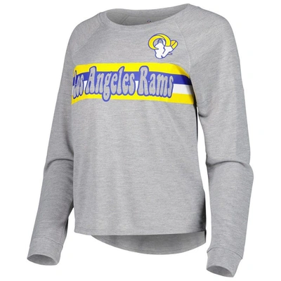 Shop Outerstuff Juniors Heathered Gray Los Angeles Rams All Striped Up Raglan Long Sleeve T-shirt In Heather Gray