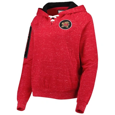Shop Colosseum Red Maryland Terrapins The Devil Speckle Lace-placket Raglan Pullover Hoodie