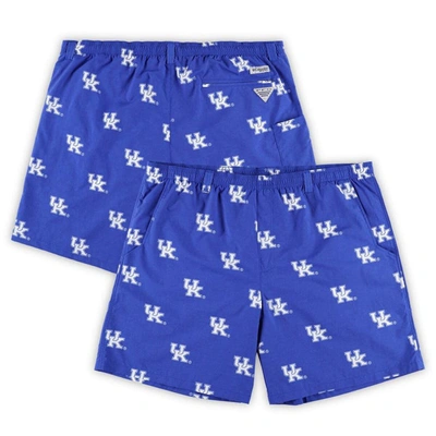Shop Columbia Royal Kentucky Wildcats Big & Tall Backcast Ii Allover Print Logo Omni-shade Shorts