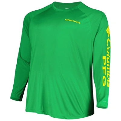 Shop Columbia Green Oregon Ducks Big & Tall Terminal Tackle Team Raglan Omni-shade Long Sleeve T-shirt