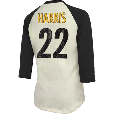 Shop Majestic Threads Najee Harris Cream/black Pittsburgh Steelers Player Name & Number Raglan 3/4-sleeve