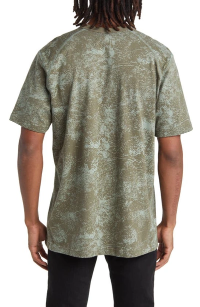 Shop Adidas Originals Camo Print Cotton T-shirt In Olive Strata