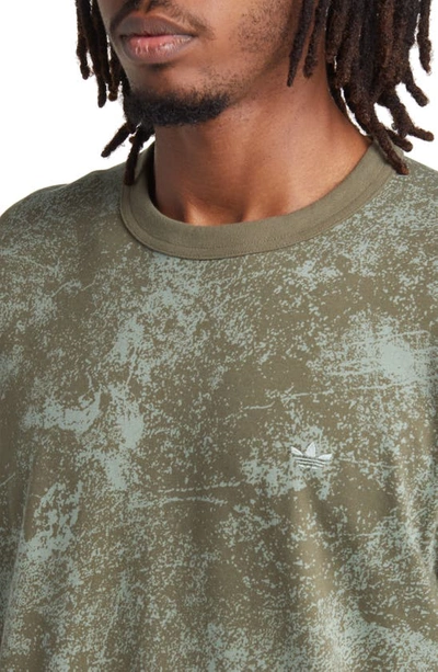 Shop Adidas Originals Camo Print Cotton T-shirt In Olive Strata