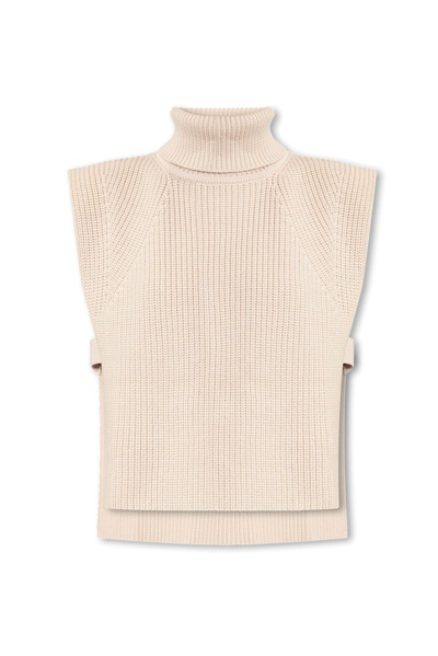 Shop Isabel Marant Megani High Neck Knitted Vest In Beige