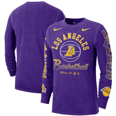 Shop Nike Purple Los Angeles Lakers Courtside Retro Elevated Long Sleeve T-shirt