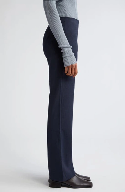 Shop Paloma Wool Tropez Microcheck Wool Blend Pants In Dark Navy