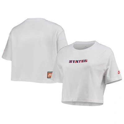 Shop Nike Red Usmnt Voice Crop Top In White