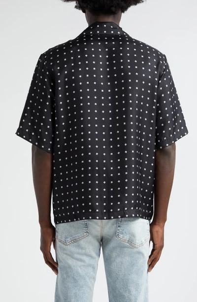 Shop Amiri Mix & Match Monogram Logo Print Silk Camp Shirt In Black