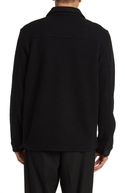 Shop Nn07 Isak Merino Wool Zip Overshirt In Black