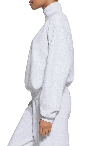 Shop Skims Cotton Blend Fleece Half Zip Pullover In Light Heather Gray