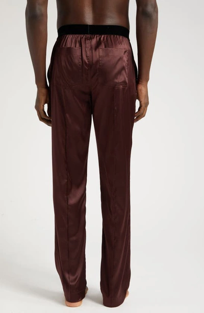 Tom Ford Logo-waistband Satin-finish Trousers In Mahagany