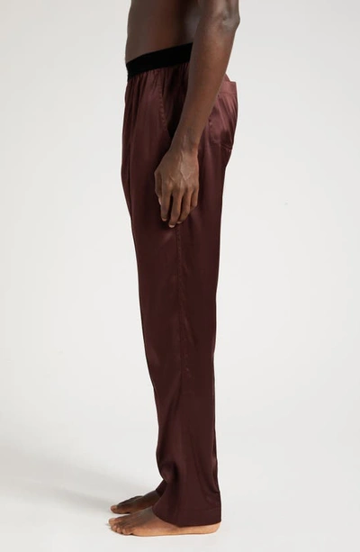 Tom Ford Logo-waistband Satin-finish Trousers In Mahagany