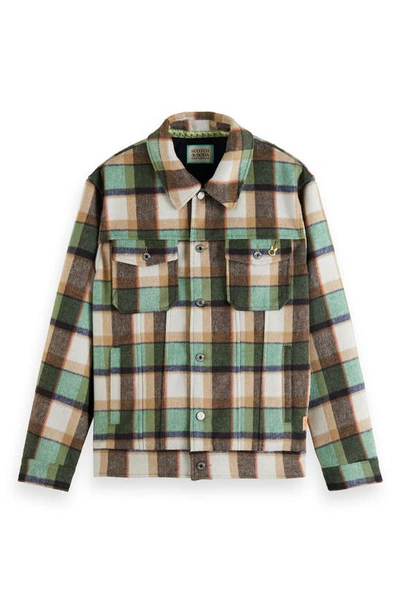 Shop Scotch & Soda Hefe Plaid Flannel Button-up Shirt Jacket In 6769-absinthe Check