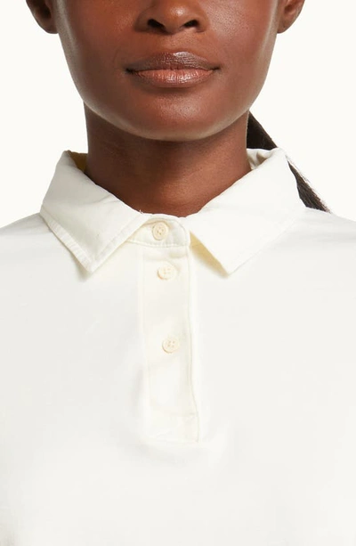 Shop Outdoor Voices Organic Cotton Crop Rugby Polo In Milk Stone