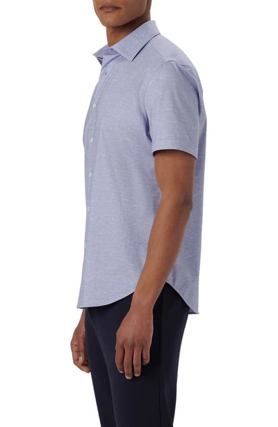 Shop Bugatchi Miles Ooohcotton® Slub Short Sleeve Button-up Shirt In Lavender