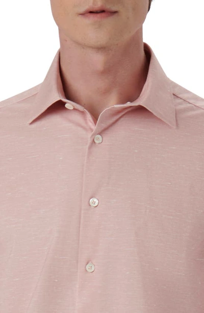 Shop Bugatchi Miles Ooohcotton® Slub Short Sleeve Button-up Shirt In Dusty Pink