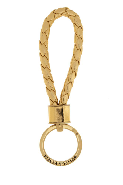 Shop Bottega Veneta Intreccio Key Ring In Gold