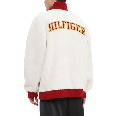 Shop Tommy Hilfiger Cream Kansas City Chiefs Jordan Sherpa Quarter-zip Sweatshirt