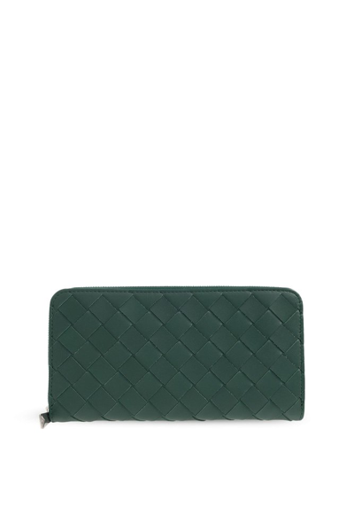 Shop Bottega Veneta Intrecciato Zip Around Wallet In Green