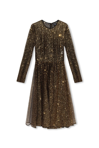 Shop Dolce & Gabbana Sequinned Flared Midi Dress In Gold