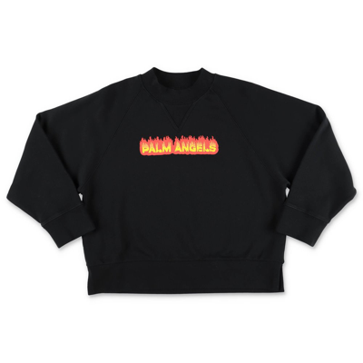 Shop Palm Angels Kids Flames Logo In Black