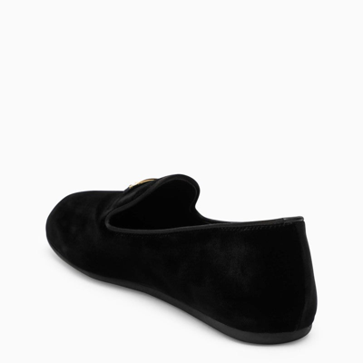 Shop Prada Black Velvet Loafer Women In Brown