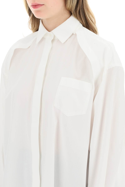 Shop Sacai Maxi Shirt With Cut-out Sleeves Women In White