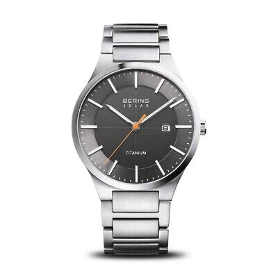 Pre-owned Bering Time - Solar - Mens Brushed Silver-tone Watch - 15239-779