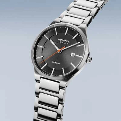 Pre-owned Bering Time - Solar - Mens Brushed Silver-tone Watch - 15239-779