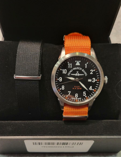 Pre-owned Zeno Watch Basel Pilot Aviator "fliegeruhr" Black Swiss Made Men's Vintage Line