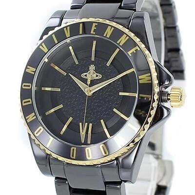 Pre-owned Vivienne Westwood Ceramic Watch Vv048gdbk Men's Orb Black X Gold From Japan