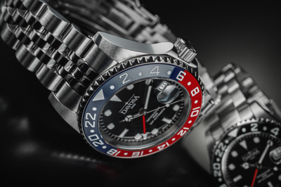 Pre-owned Davosa Ternos Ceramic Gmt Automatic Men's Watch Stainless Steel Red Blue 40mm