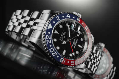 Pre-owned Davosa Ternos Ceramic Gmt Automatic Men's Watch Stainless Steel Red Blue 40mm