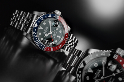 Pre-owned Davosa Ternos Ceramic Gmt Automatic Men's Watch Stainless Steel Red Blue 40mm