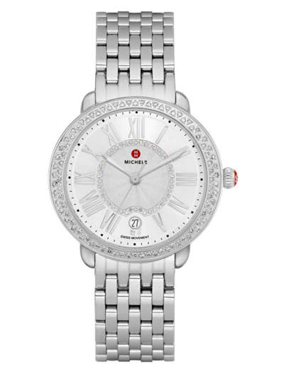 Pre-owned Michele Special-edition Serein Mid Diamond Ladies Watch Mww21b000143