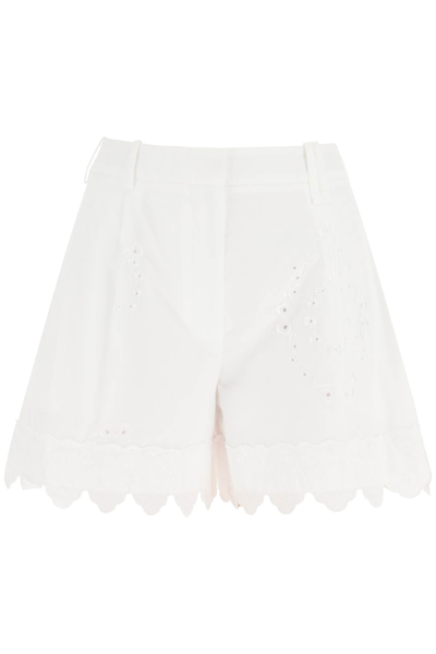 Shop Simone Rocha Embroidered Cotton Shorts Women In White