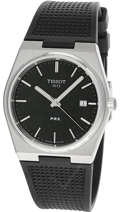 Pre-owned Tissot Prx Quartz 40mm Black Dial Rubber Men's Watch T137.410.17.051.00