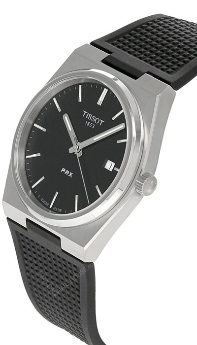Pre-owned Tissot Prx Quartz 40mm Black Dial Rubber Men's Watch T137.410.17.051.00