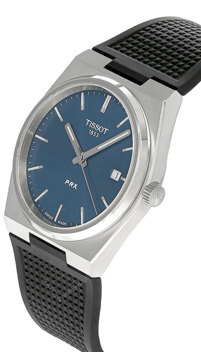 Pre-owned Tissot Prx Quartz 40mm Blue Dial Rubber Men's Watch T137.410.17.041.00