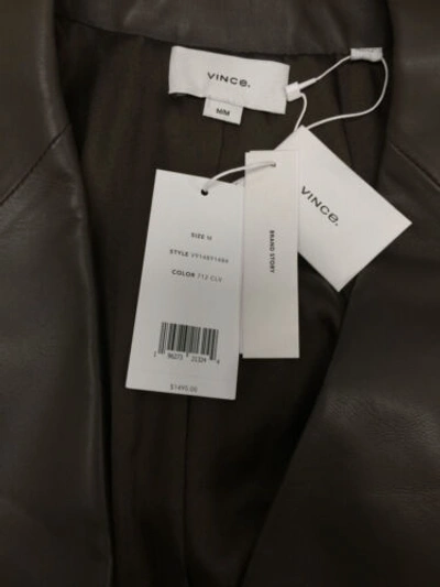 Pre-owned Vince $1498  Women's Brown Double Breasted Oversized Leather Jacket Size M