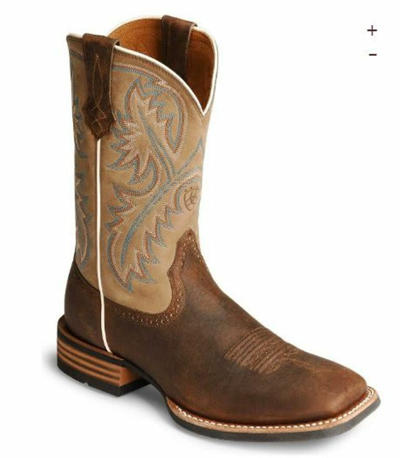 Pre-owned Ariat Mens Quickdraw Sq Toe Western Boots Tumbled Bark 10002224 Many Sizes