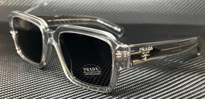 Pre-owned Prada Pr 02zs U430a9 Transparent Grey Blue Men's 52 Mm Sunglasses