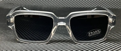 Pre-owned Prada Pr 02zs U430a9 Transparent Grey Blue Men's 52 Mm Sunglasses